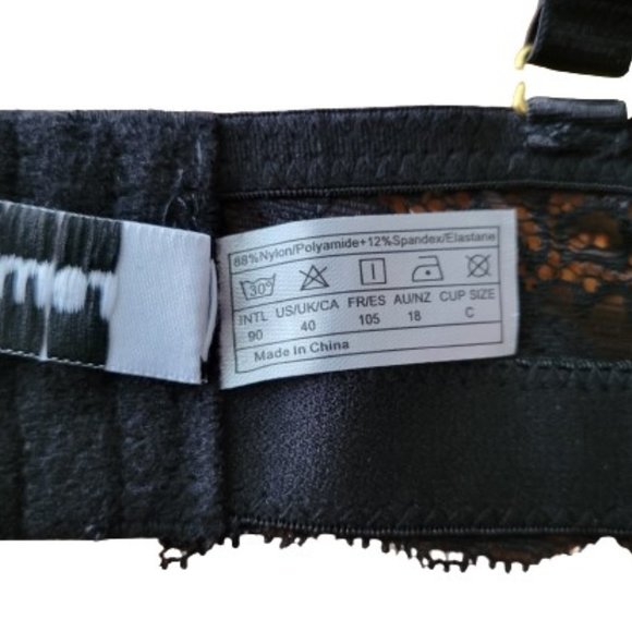 (2) 40C Lace T-shirt Bras Black & Beige Push-Up Convertible Padded Underwired - Picture 5 of 16